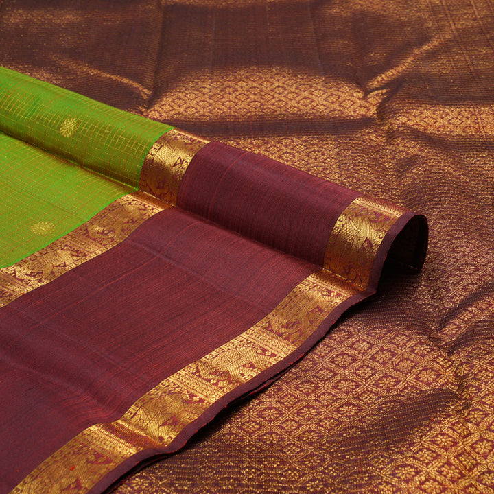 Hayagrivas Mandhalir Handloom Kanjivaram Silk Saree with Wine Maroon Border KBD1523A5-1