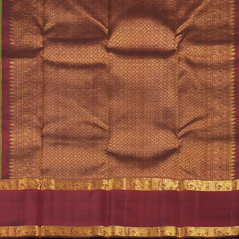 Hayagrivas Mandhalir Handloom Kanjivaram Silk Saree with Wine Maroon Border KBD1523A5-1