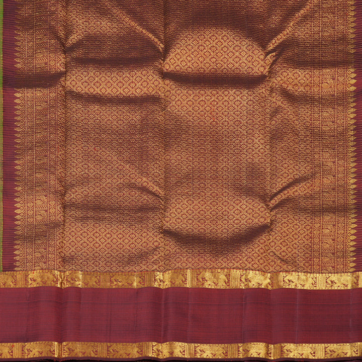 Hayagrivas Mandhalir Handloom Kanjivaram Silk Saree with Wine Maroon Border KBD1523A5-1