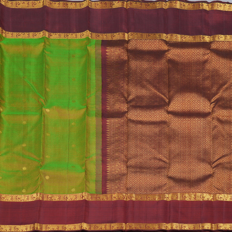 Hayagrivas Mandhalir Handloom Kanjivaram Silk Saree with Wine Maroon Border KBD1523A5-1