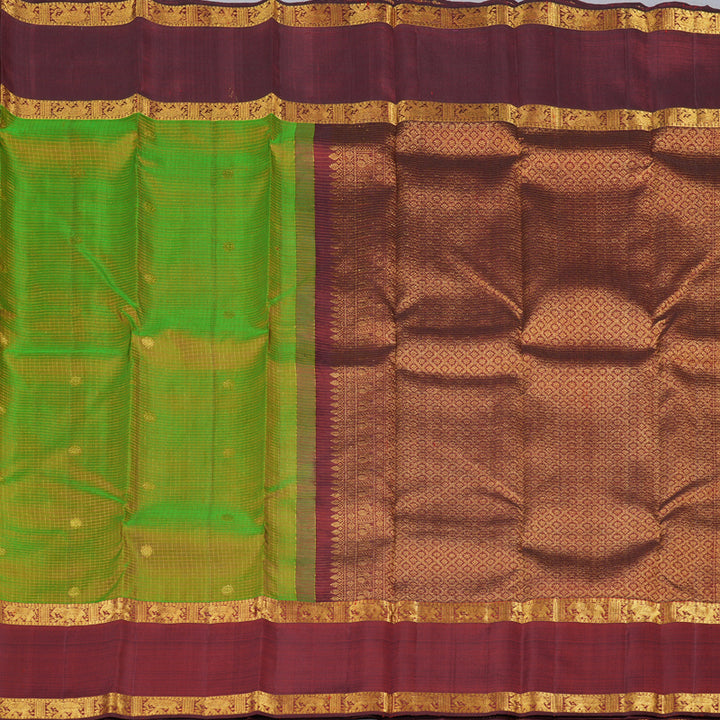 Hayagrivas Mandhalir Handloom Kanjivaram Silk Saree with Wine Maroon Border KBD1523A5-1