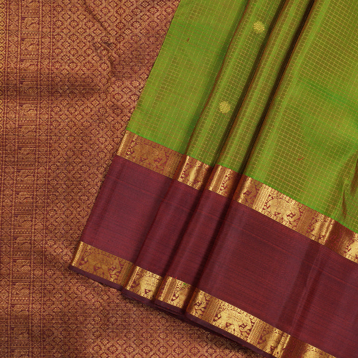 Hayagrivas Mandhalir Handloom Kanjivaram Silk Saree with Wine Maroon Border KBD1523A5-1