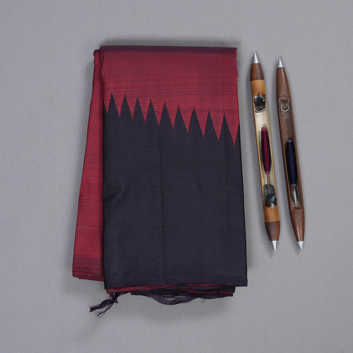 Hayagrivas Dark Blue With Wine Maroon Handloom Kanjivaram Silk Saree with Dark Blue Border KBD1525A1-1