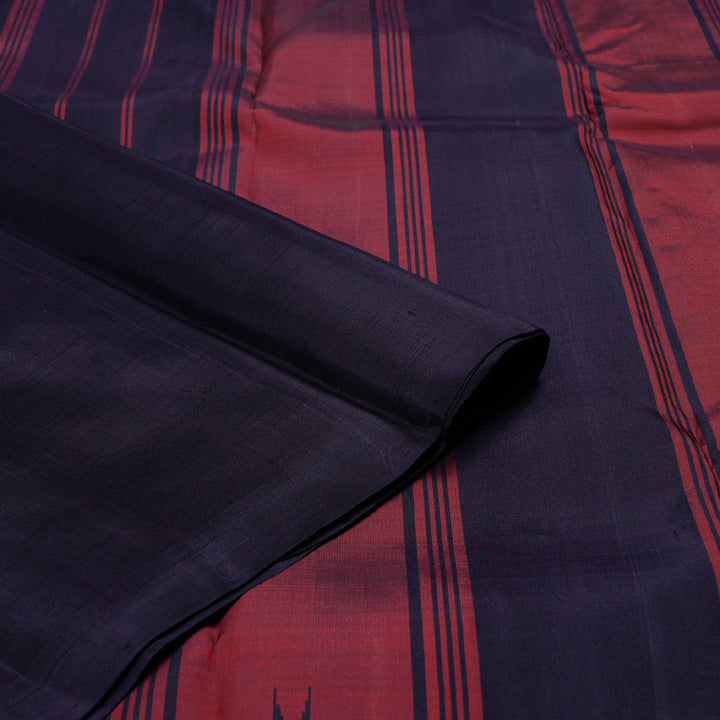 Hayagrivas Dark Blue With Wine Maroon Handloom Kanjivaram Silk Saree with Dark Blue Border KBD1525A1-1