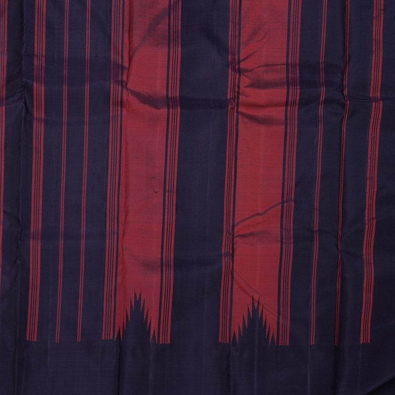 Hayagrivas Dark Blue With Wine Maroon Handloom Kanjivaram Silk Saree with Dark Blue Border KBD1525A1-1