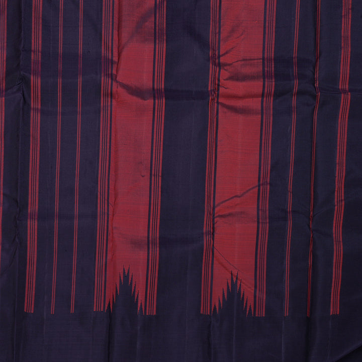 Hayagrivas Dark Blue With Wine Maroon Handloom Kanjivaram Silk Saree with Dark Blue Border KBD1525A1-1