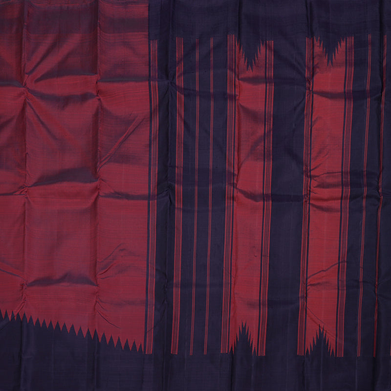Hayagrivas Dark Blue With Wine Maroon Handloom Kanjivaram Silk Saree with Dark Blue Border KBD1525A1-1