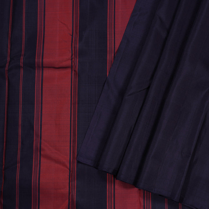 Hayagrivas Dark Blue With Wine Maroon Handloom Kanjivaram Silk Saree with Dark Blue Border KBD1525A1-1