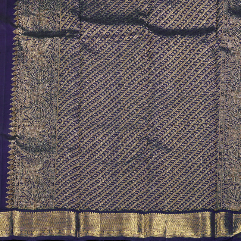 Hayagrivas Dark Orange Handloom Kanjivaram Silk Saree with Dark Purple Border KBD1526A1-1