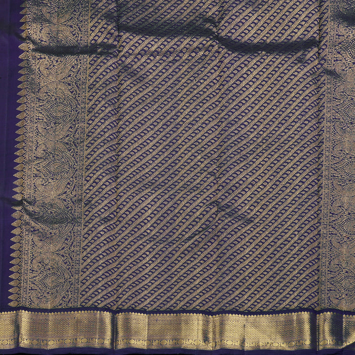 Hayagrivas Dark Orange Handloom Kanjivaram Silk Saree with Dark Purple Border KBD1526A1-1