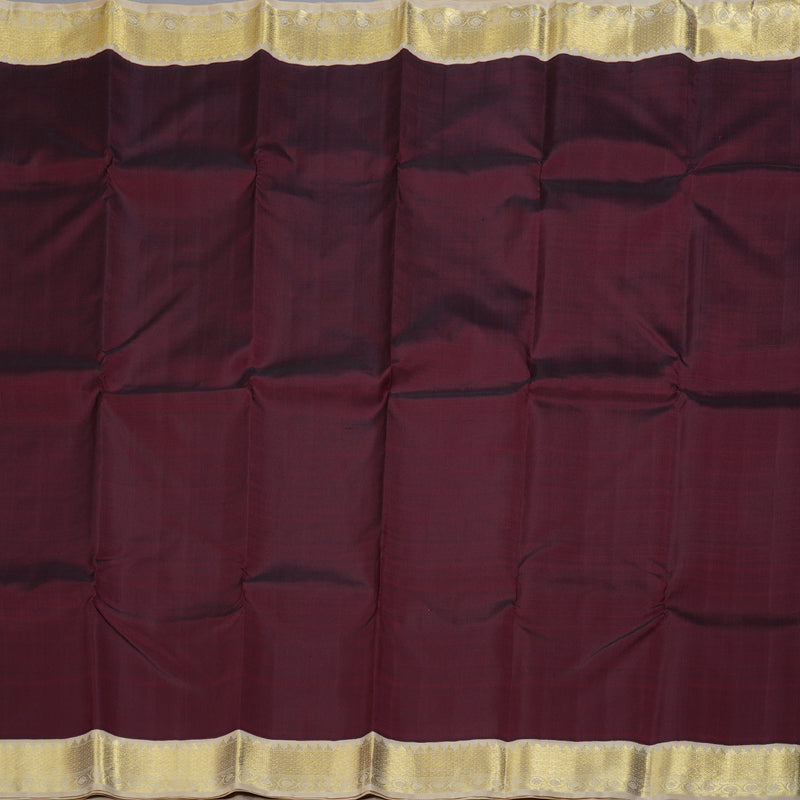 Hayagrivas Wine Maroon Handloom Kanjivaram Silk Saree with Sandal Beige Border KBD1526A2-1