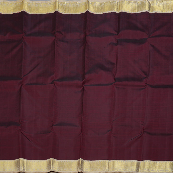 Hayagrivas Wine Maroon Handloom Kanjivaram Silk Saree with Sandal Beige Border KBD1526A2-1