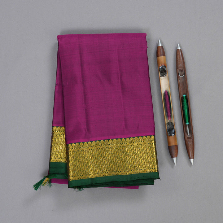 Hayagrivas Purple Handloom Kanjivaram Silk Saree with Bottle Green Border KBD1527A1-1