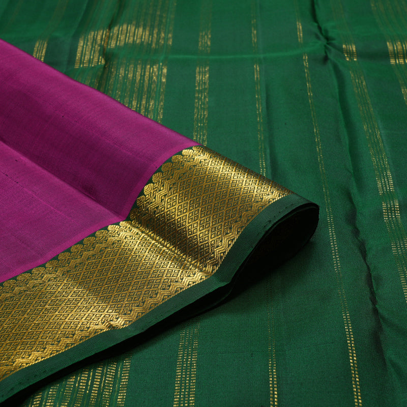 Hayagrivas Purple Handloom Kanjivaram Silk Saree with Bottle Green Border KBD1527A1-1