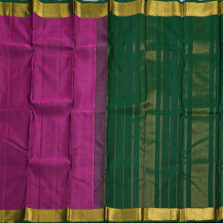 Hayagrivas Purple Handloom Kanjivaram Silk Saree with Bottle Green Border KBD1527A1-1