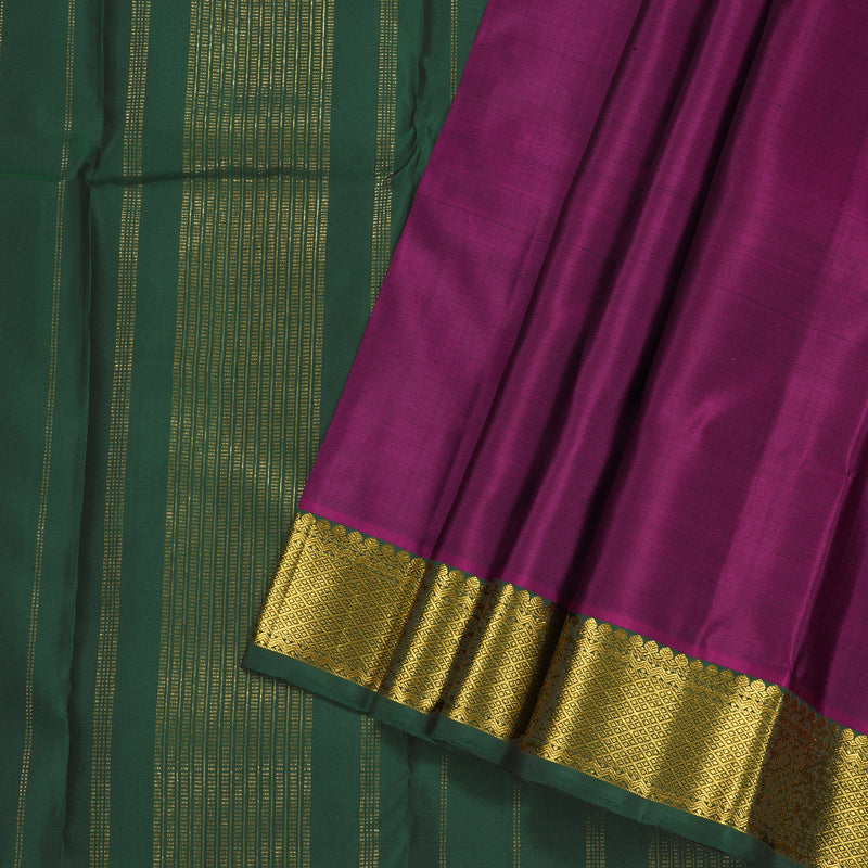 Hayagrivas Purple Handloom Kanjivaram Silk Saree with Bottle Green Border KBD1527A1-1