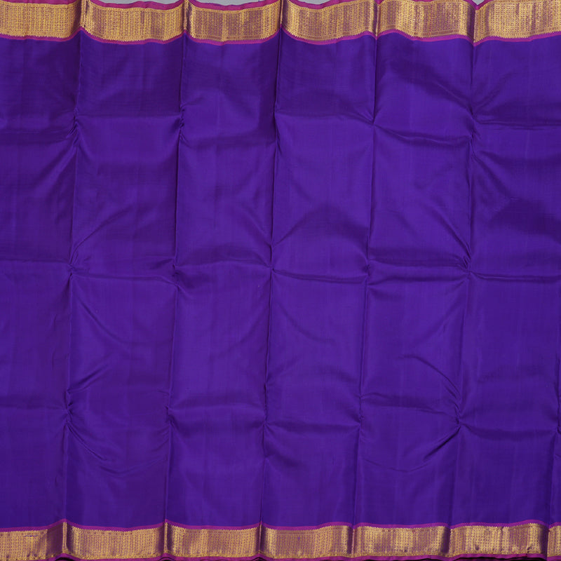 Hayagrivas Royal Purplish Blue Handloom Kanjivaram Silk Saree with Purple Border KBD1527A1-2