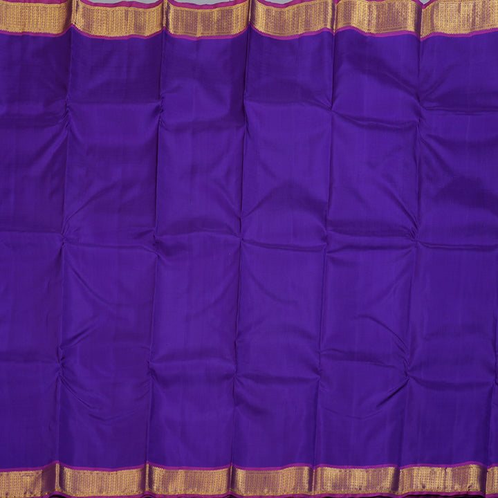 Hayagrivas Royal Purplish Blue Handloom Kanjivaram Silk Saree with Purple Border KBD1527A1-2