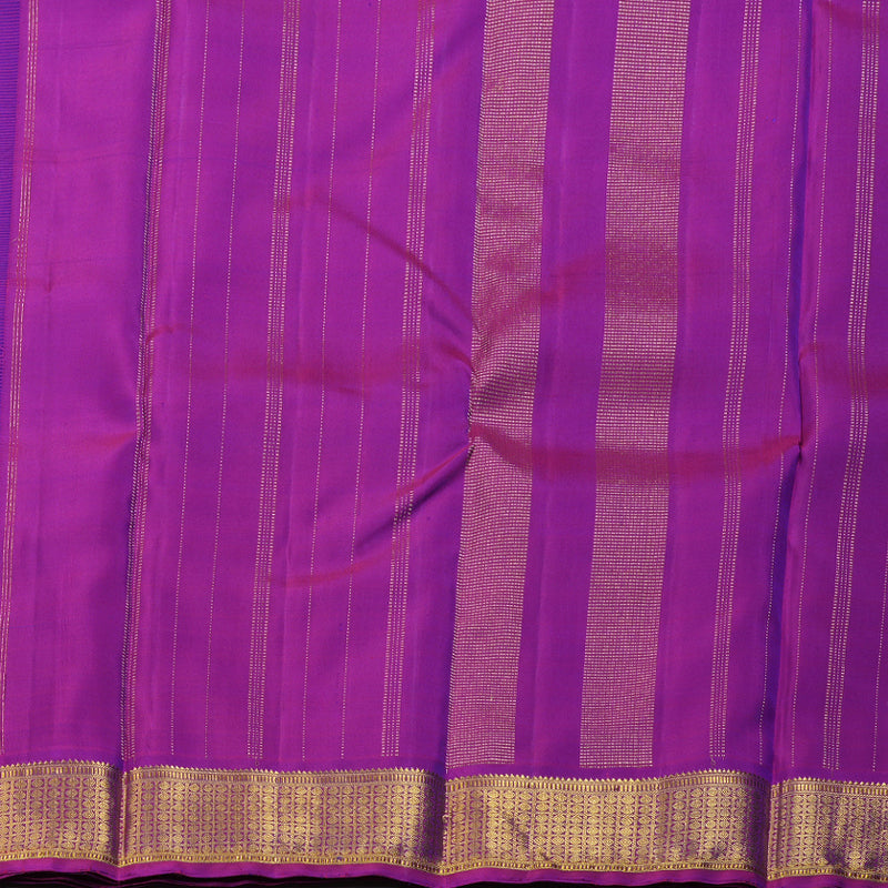 Hayagrivas Royal Purplish Blue Handloom Kanjivaram Silk Saree with Purple Border KBD1527A1-2