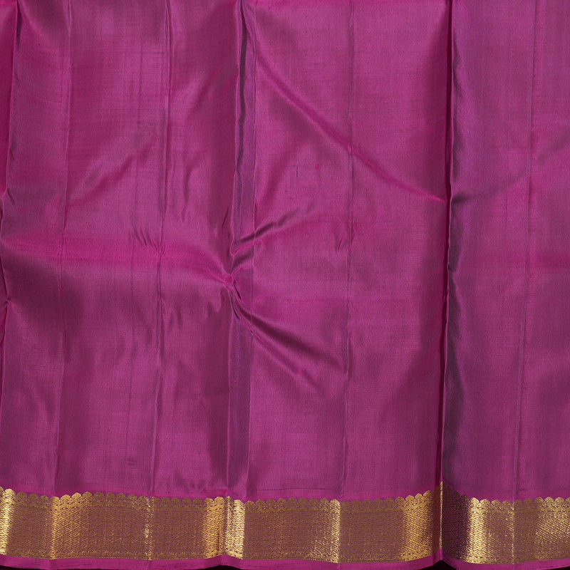 Hayagrivas Regal Bottle Green Handloom Kanjivaram Silk Saree with Purple Border KBD1527A1-3