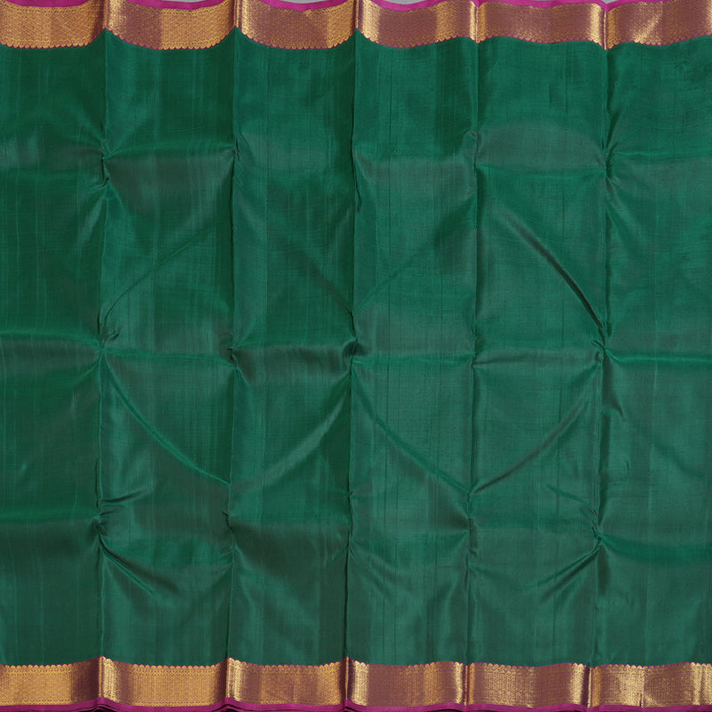 Hayagrivas Regal Bottle Green Handloom Kanjivaram Silk Saree with Purple Border KBD1527A1-3
