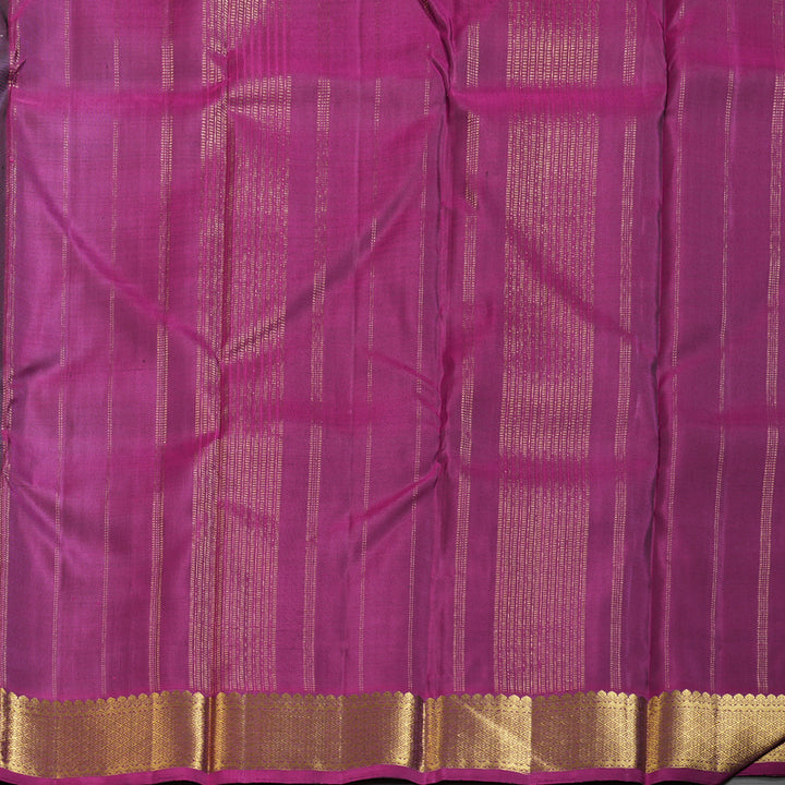 Hayagrivas Regal Bottle Green Handloom Kanjivaram Silk Saree with Purple Border KBD1527A1-3