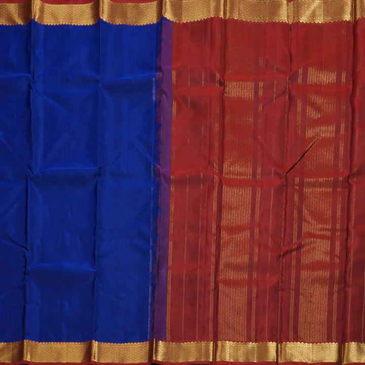 Hayagrivas Blue Handloom Kanjivaram Silk Saree with Wine Red Border KBD1527A1-4