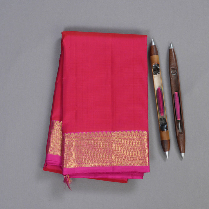 Hayagrivas Orangish Pink Handloom Kanjivaram Silk Saree with Pink Border KBD1527A1-6