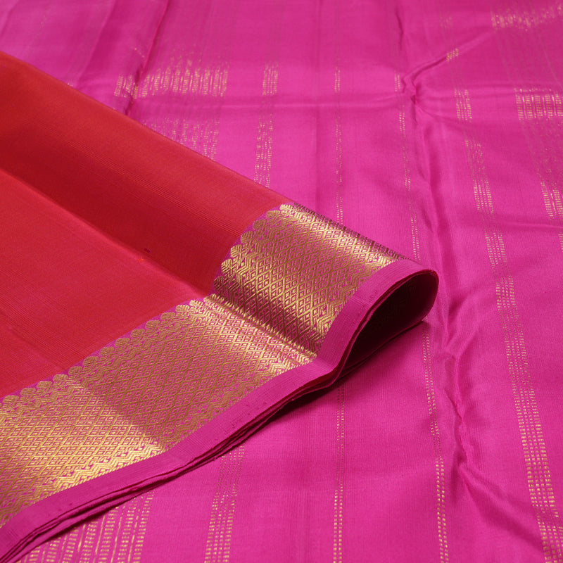 Hayagrivas Orangish Pink Handloom Kanjivaram Silk Saree with Pink Border KBD1527A1-6