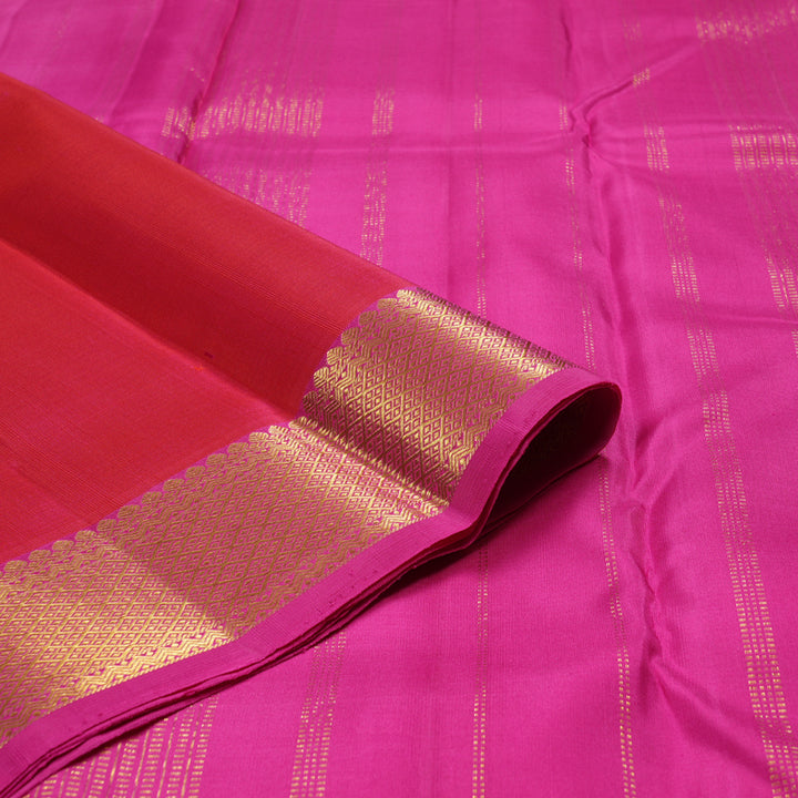 Hayagrivas Orangish Pink Handloom Kanjivaram Silk Saree with Pink Border KBD1527A1-6