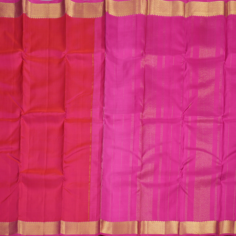 Hayagrivas Orangish Pink Handloom Kanjivaram Silk Saree with Pink Border KBD1527A1-6