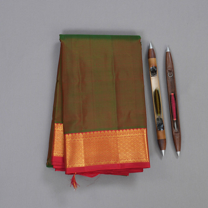 Hayagrivas Mandhalir Handloom Kanjivaram Silk Saree with Red Border KBD1527A1-7