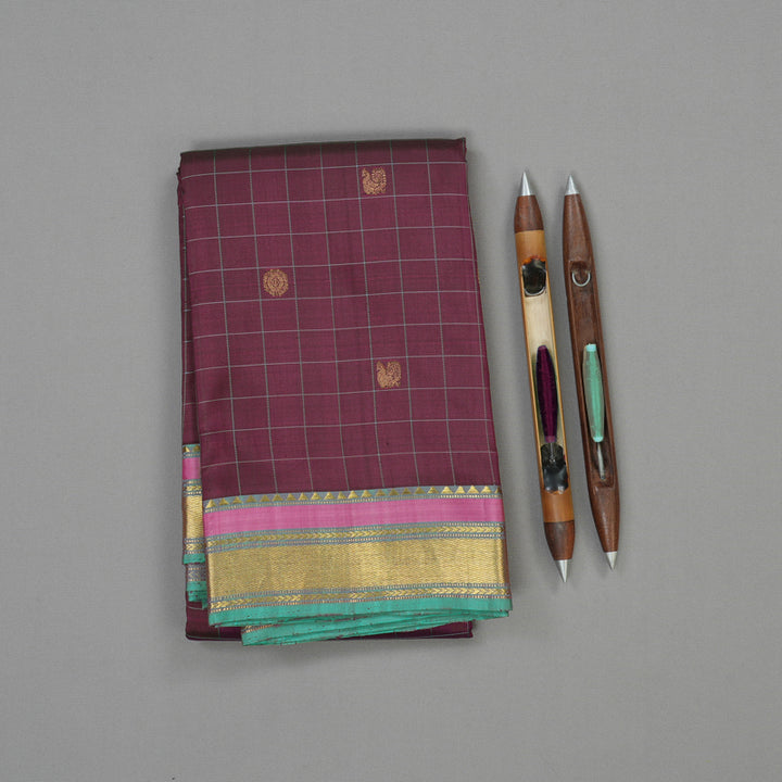 Hayagrivas Handloom Plum Purple Kanjivaram Silk Saree KBD1528A1-1