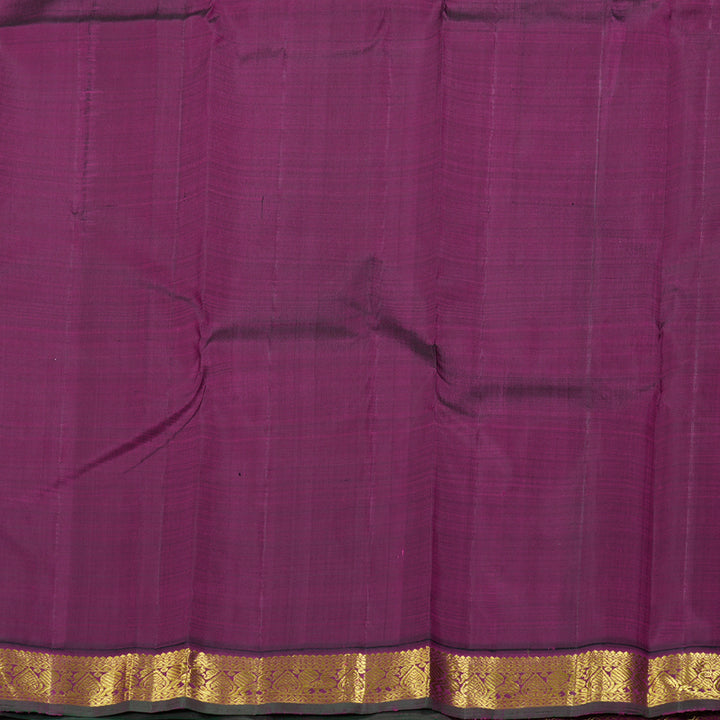 Hayagrivas Vibrant Yellow Handloom Kanjivaram Silk Saree with Dark Purple Border KBD1528A2-1