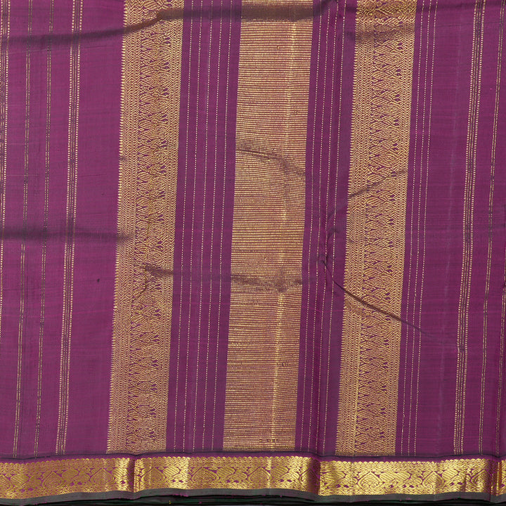 Hayagrivas Vibrant Yellow Handloom Kanjivaram Silk Saree with Dark Purple Border KBD1528A2-1