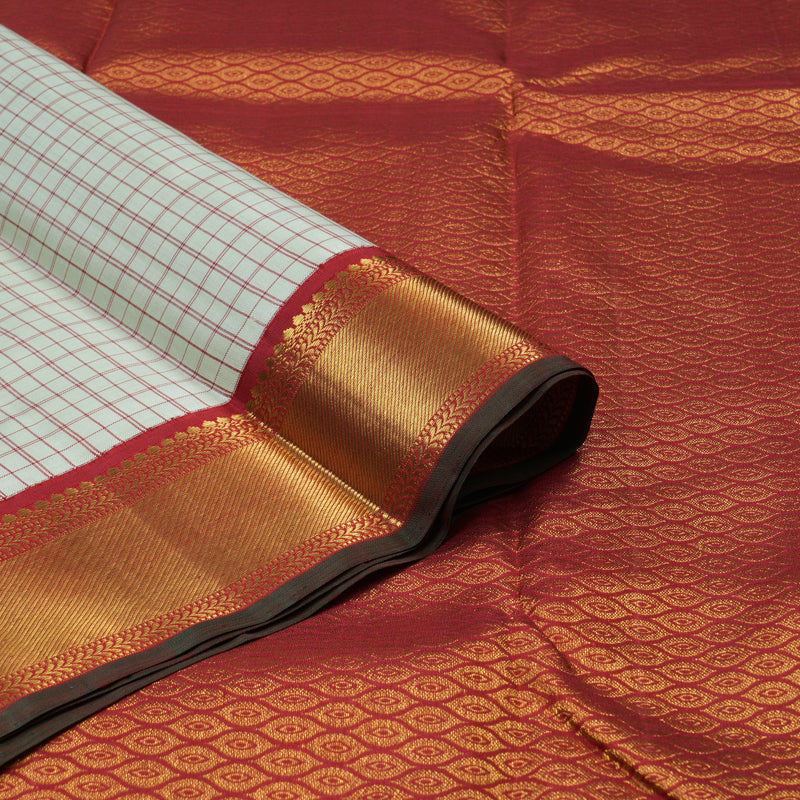 Hayagrivas Handloom Powder Green Kanjivaram Silk Saree with Red border KBD1528A5-1