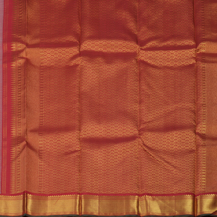 Hayagrivas Handloom Powder Green Kanjivaram Silk Saree with Red border KBD1528A5-1