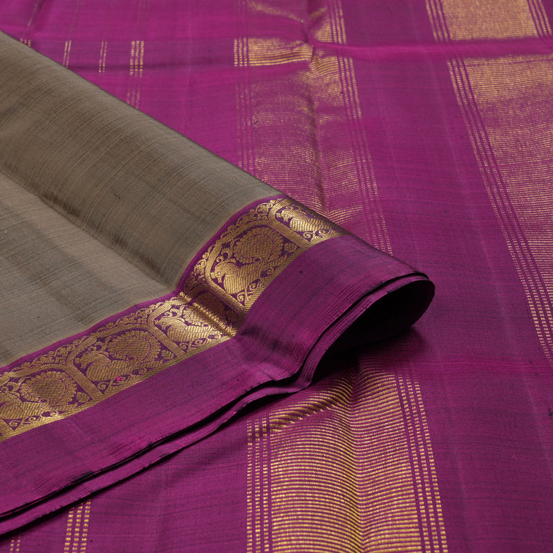Hayagrivas Chocolate Brown Handloom Kanjivaram Silk Saree with Purple Border KBD1530A10-1