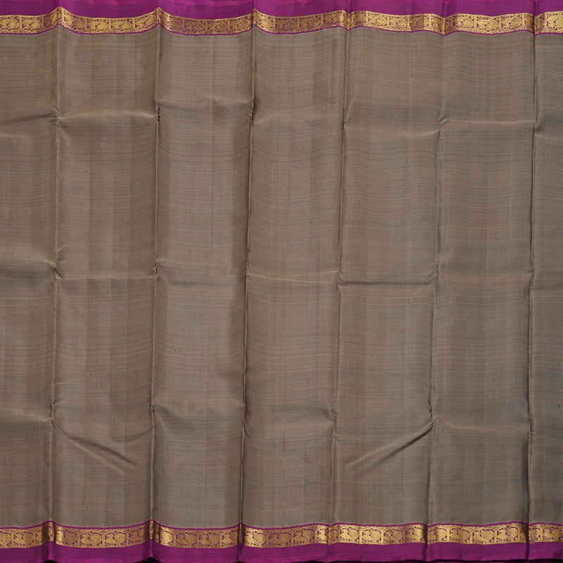 Hayagrivas Chocolate Brown Handloom Kanjivaram Silk Saree with Purple Border KBD1530A10-1