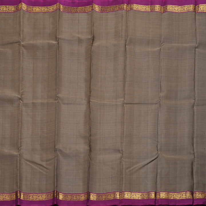 Hayagrivas Chocolate Brown Handloom Kanjivaram Silk Saree with Purple Border KBD1530A10-1