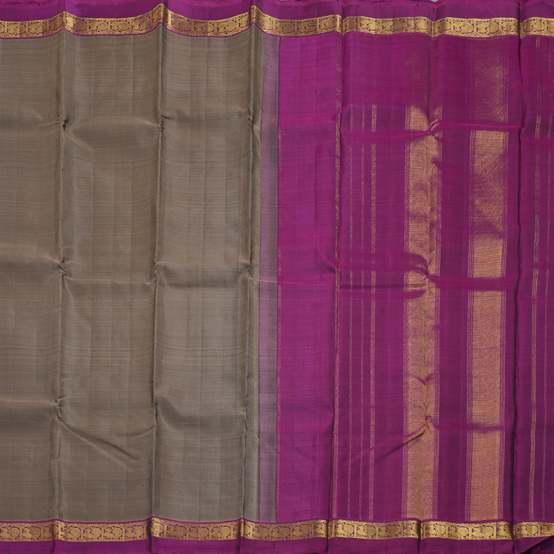 Hayagrivas Chocolate Brown Handloom Kanjivaram Silk Saree with Purple Border KBD1530A10-1