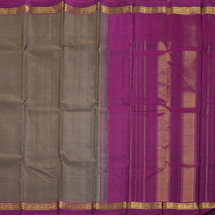 Hayagrivas Chocolate Brown Handloom Kanjivaram Silk Saree with Purple Border KBD1530A10-1