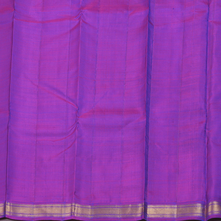 Hayagrivas Peacock Blue Handloom Kanjivaram Silk Saree with Purple Border KBD1530A2-1