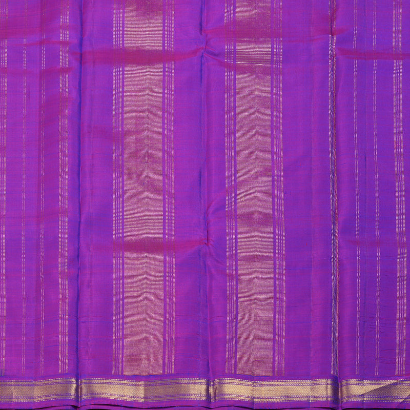 Hayagrivas Peacock Blue Handloom Kanjivaram Silk Saree with Purple Border KBD1530A2-1