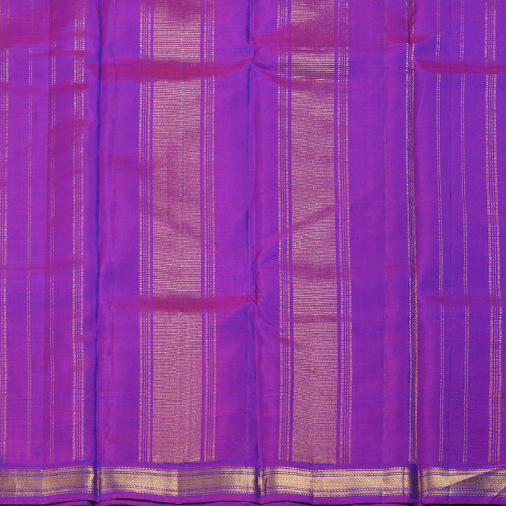 Hayagrivas Peacock Blue Handloom Kanjivaram Silk Saree with Purple Border KBD1530A2-1