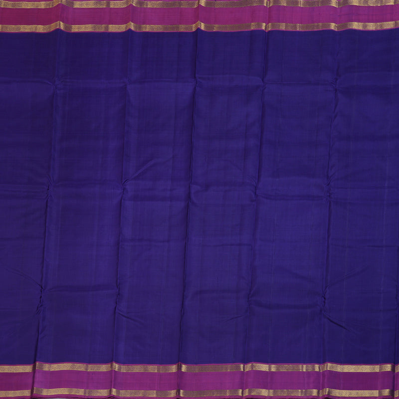 Hayagrivas Blue Handloom Kanjivaram Silk Saree with Purple Border KBD1530A3-1