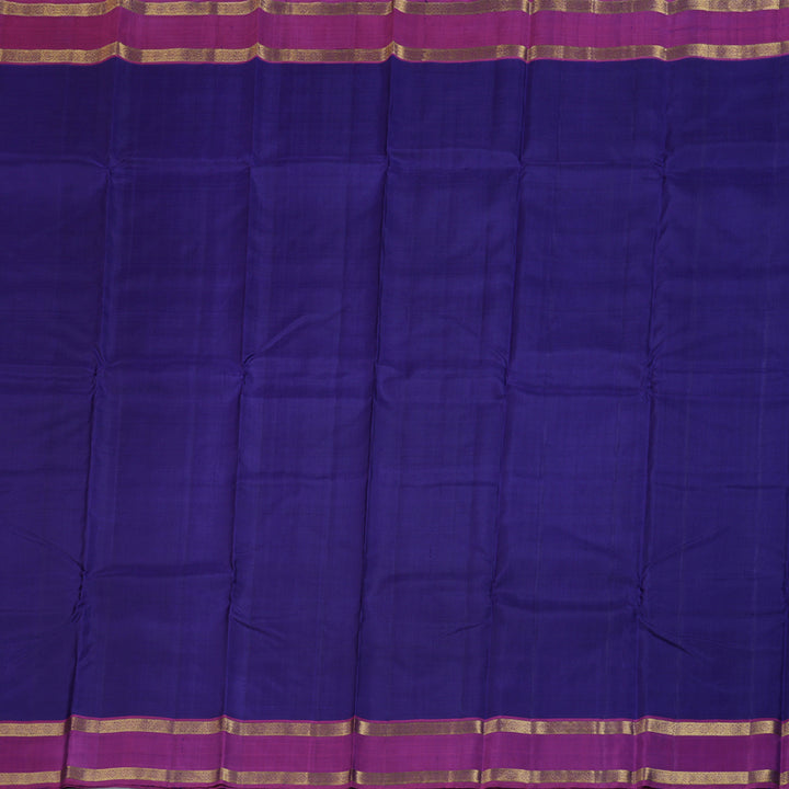 Hayagrivas Blue Handloom Kanjivaram Silk Saree with Purple Border KBD1530A3-1
