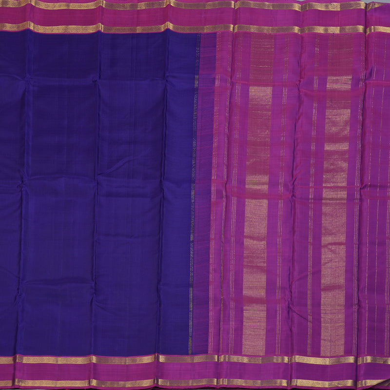 Hayagrivas Blue Handloom Kanjivaram Silk Saree with Purple Border KBD1530A3-1