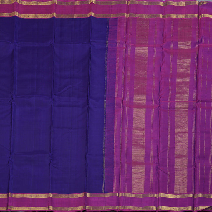 Hayagrivas Blue Handloom Kanjivaram Silk Saree with Purple Border KBD1530A3-1