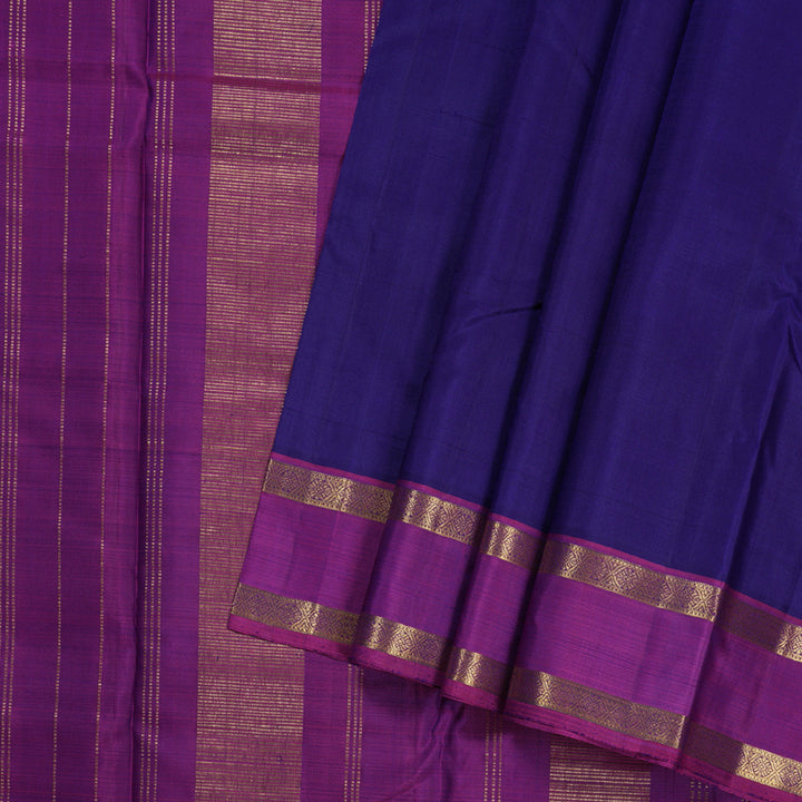Hayagrivas Blue Handloom Kanjivaram Silk Saree with Purple Border KBD1530A3-1